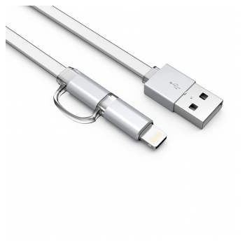 Kabel LDNIO LC84 2u1 (iPhone Lightning i Micro USB) srebrni 1m.