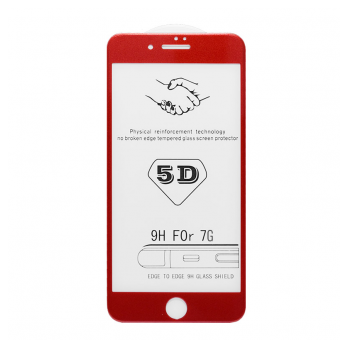Zastitno staklo 5D FULL COVER za iPhone 7 crveno.