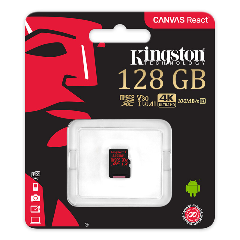 Micro SD Kartica Kingston Canvas React 128GB Class 10 4K UHD SDCR 128GB