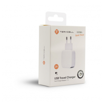 Kucni punjac Teracell Ultra Fast LP04 iPhone USB 2A Quick Charge QC 3.0 beli