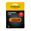 USB Flash drive INTENSO 64GB Hi-Speed USB 2.0 Rainbow Line Rainbow narandzasti