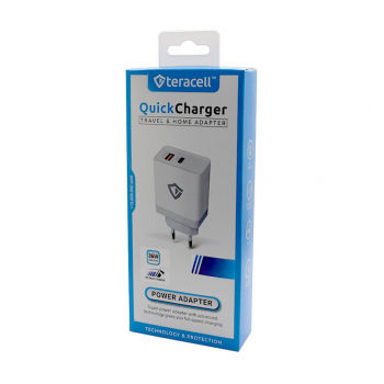 Kucni punjac Teracell DLS-TC04 Fast USB 3.0A+ PD 36W max za iPhone Lightning kabel beli