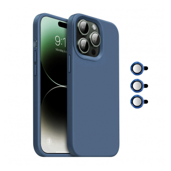Maska Magnetic Lens za iPhone 15 Pro tamno plava