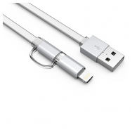 Kabel LDNIO LC84 2u1 (iPhone Lightning i Micro USB) srebrni 1m.