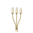 USB kabel LDNIO LC85 3u1 (2x Micro USB+ iPhone Lightning) zlatni 1,2m.
