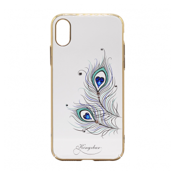 Kavaro Crystals iPhone X zlatna paun plavi