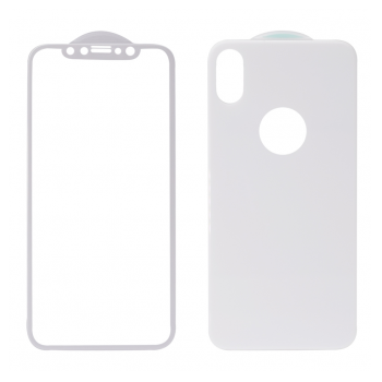Zastitno staklo 5D FULL COVER (prednje+zadnje) za iPhone X belo.