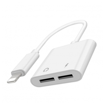 Adapter Dual iPhone Lightning audio & charge J-008