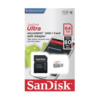 SanDisk Ultra Micro SD 64GB + Adapter SDSQUAR-064G-GN6MA