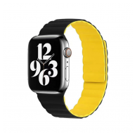 Silikonska narukvica za Apple Watch sa magnetom crno zuta 42/ 44/ 45/ 49 mm