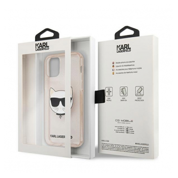 Maska Karl Lagerfeld Glitter Cat za iPhone 12 Mini zlatna.