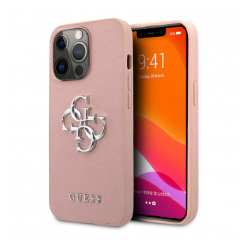 Maska Guess Saffiano Big 4G za iPhone 13 Pro metal pink.