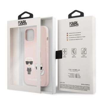 Maska Karl Lagerfeld Silicone Case Karl&Choupette za iPhone 13 Light Pink.