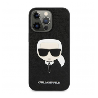 Maska Karl Lagerfeld Saffiano Head za iPhone 13 Pro 6.1 in crna.