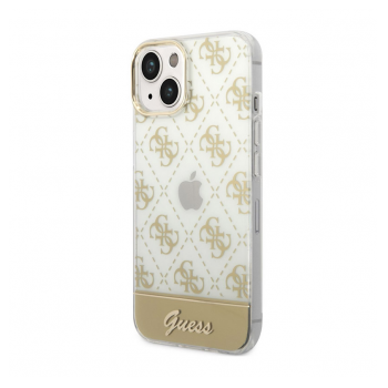 Maska Guess PC/ TPU Peony Glitter Script Logo za iPhone 14 zlatna