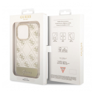 Maska Guess PC/ TPU Peony Glitter Script Logo za iPhone 14 Pro zlatna