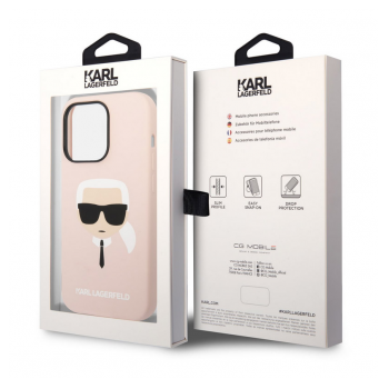 Maska Karl Lagerfeld Liquid Silicone Karl Head za iPhone 14 Pro Pink.