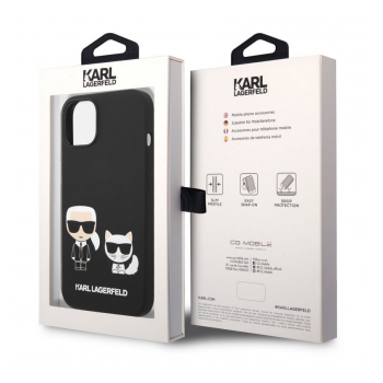 Maska Karl Lagerfeld and Choupette Liquid Silicone za iPhone 14 Plus crna.