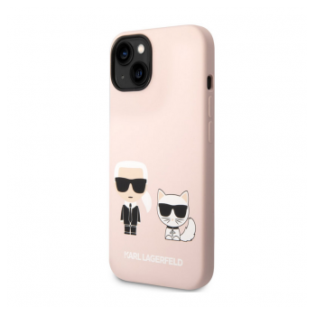 Maska Karl Lagerfeld and Choupette Liquid Silicone za iPhone 14 6.1 in Pink