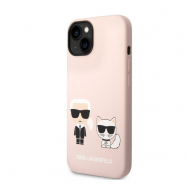 Maska Karl Lagerfeld and Choupette Liquid Silicone za iPhone 14 6.1 in Pink