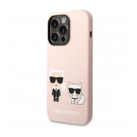 Maska Karl Lagerfeld and Choupette Liquid Silicone za iPhone 14 Pro 6.1 in Pink
