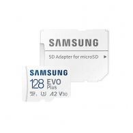 Micro SD Samsung 128GB, EVO Plus, SDXC, UHS-I U3 V30 A2, Read 130MB/ s, for 4K and FullHD video recording, w/ SD adapter
