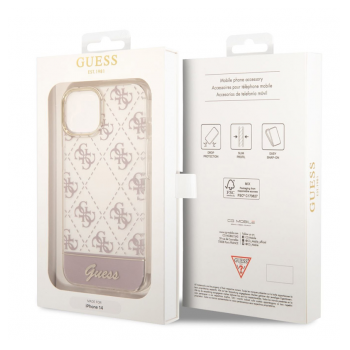 Maska Guess PC/ TPU Peony Glitter Script Logo za iPhone 14 pink