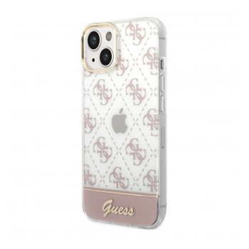 Maska Guess PC/ TPU Peony Glitter Script Logo za iPhone 14 Plus pink