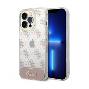 Maska Guess PC/ TPU Peony Glitter Script Logo za iPhone 14 Pro pink