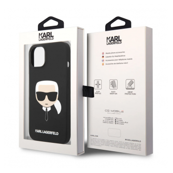 Maska Karl Lagerfeld Liquid Silicone Karl Head za iPhone 14 Plus crna