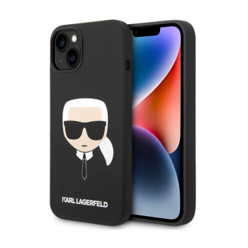Maska Karl Lagerfeld Liquid Silicone Karl Head za iPhone 14 Plus crna