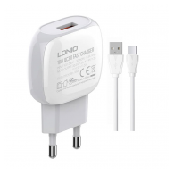 Kucni punjac LDNIO A1306Q QC3.0 18W sa kablom USB na Type-C beli