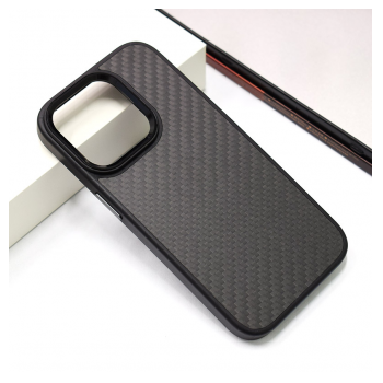 Maska Metal Carbon Fiber Magsafe za iPhone 14 Pro Max crna