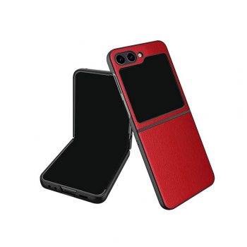 Maska Leather za Samsung Galaxy Z Flip 5 tamno crvena