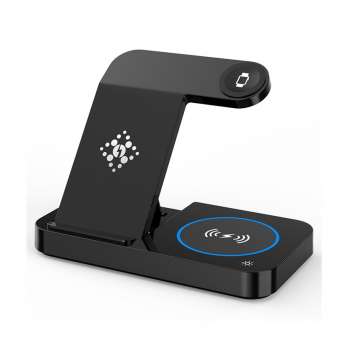 Bezicni punjac B-18 4u1 za 2x iPhone,Airpods,Apple Watch 15W crni
