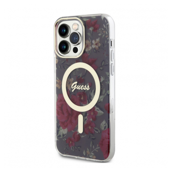 Maska Guess PC/TPU Flowers IML MagSafe Compatible za iPhone 14 Pro Kaki