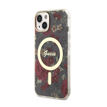 Maska Guess PC/TPU Flowers IML MagSafe za iPhone 14 Kaki