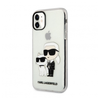 Maska Karl Lagerfeld IML Glitter Karl and Choupette NFT za iPhone 11 Transparent