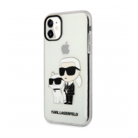 Maska Karl Lagerfeld IML Glitter Karl and Choupette NFT za iPhone 11 Transparent