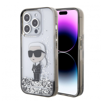 Maska Karl Lagerfeld Liquid Glitter Ikonik za iPhone 15 Pro Max transparent