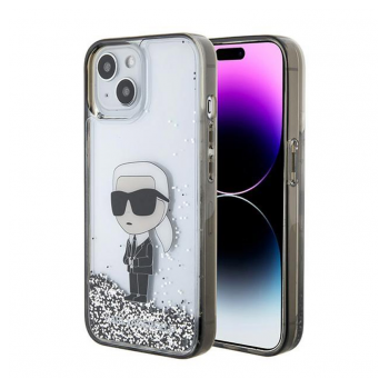 Maska Karl Lagerfeld Hc Liquid Glitter Ikonik za iPhone 15 transparent