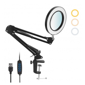 Stona LED lampa sa lupom HQ crna