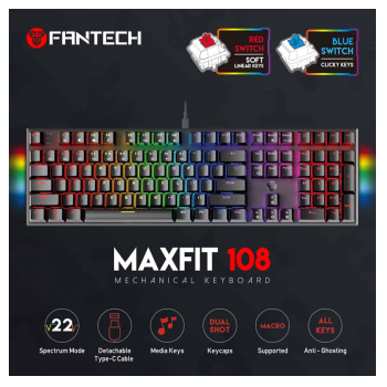 Tastatura mehanicka Gaming Fantech MK855 RGB Maxfit 108 crna (blue switch)