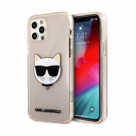 Maska Karl Lagerfeld Glitter Cat za iPhone 12 Pro Max zlatna.