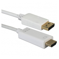 Kabel DP male - HDMI male 1,8m beli