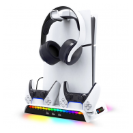 Stalak iPega PG-P5S006 multifunkcionalni RGB za PS5 SLIM/ PS5 Pro beli