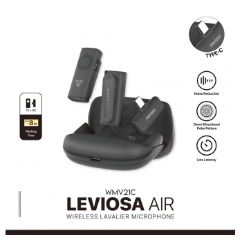 Mikrofon Wireless Fantech Lavalier Leviosa Air WMV21C (Dual Mic) Type-C crni