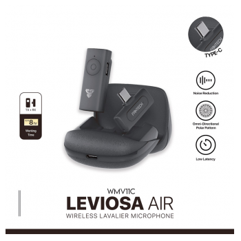 Mikrofon Wireless Fantech Lavalier Leviosa Air WMV11C (Single Mic) Type-C crni