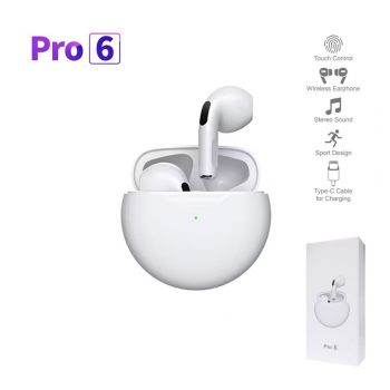 Bluetooth slusalice AirPhones Pro 6 HQ bele