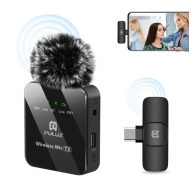 Bezicni mikrofon Lavalier za mobilni telefon PULUZ PU646B Type-C crni